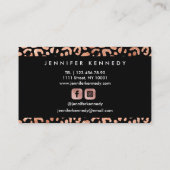 アニマルプリントレオパードバラゴールドフォイル美しいサロン 名刺 (裏面)