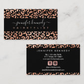 アニマルプリントレオパードバラゴールドフォイル美しいサロン 名刺 (正面/裏面)