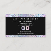 アニマルプリントレオパード型ホログラフィックグリッターサロン 名刺 (裏面)