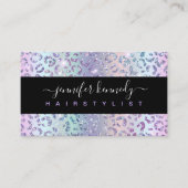 アニマルプリントレオパード型ホログラフィックグリッターサロン 名刺 (正面)