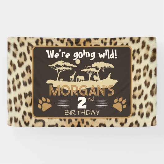 アニマルプリントレオパード誕生日バナー 横断幕 (横)