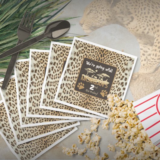 アニマルプリントレオパード誕生日ペーパーナプキン スタンダードランチョンナプキン