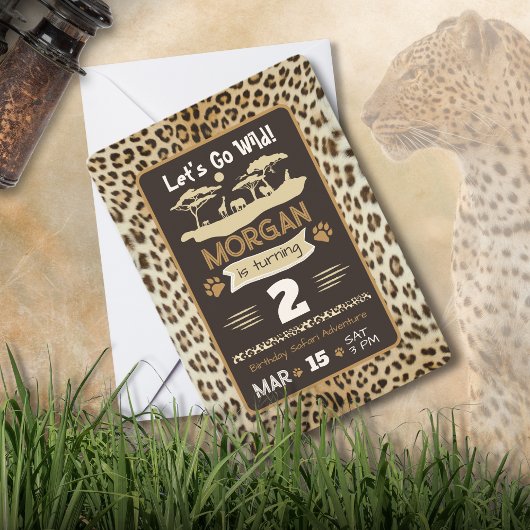 アニマルプリントレオパード誕生日招待状 招待状