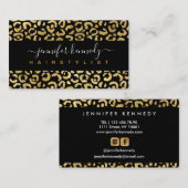 アニマルプリントレオパード金ゴールドブラックフォイル美しいサロン 名刺 (正面/裏面)