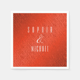 アニマルプリントレッドパーソナライズされたグリッターグラム スタンダードカクテルナプキン