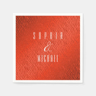 アニマルプリントレッドパーソナライズされたグリッターグラム スタンダードカクテルナプキン