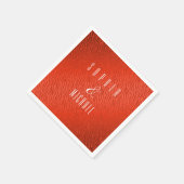 アニマルプリントレッドパーソナライズされたグリッターグラム スタンダードカクテルナプキン (角)