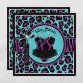 アニマルプリントロックスタートゥーベビーシャワー 招待状 (正面/裏面)