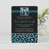 アニマルプリント卒業発表[ティール（緑がかった色）] 招待状 (スタンド正面)