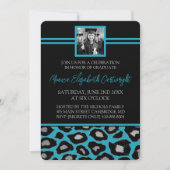 アニマルプリント卒業発表[ティール（緑がかった色）] 招待状 (正面)