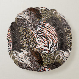 アニマルプリント型円枕 ラウンドクッション