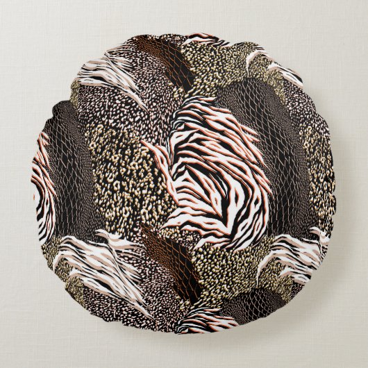 アニマルプリント型円枕 ラウンドクッション (正面)