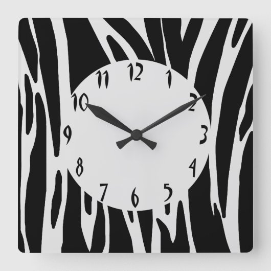 アニマルプリント壁時計 スクエア壁時計 (正面)