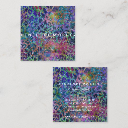 アニマルプリント抽象芸術グリッター美しいスタイリスト スクエア名刺 (正面/裏面)