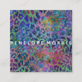 アニマルプリント抽象芸術グリッター美しいスタイリスト スクエア名刺