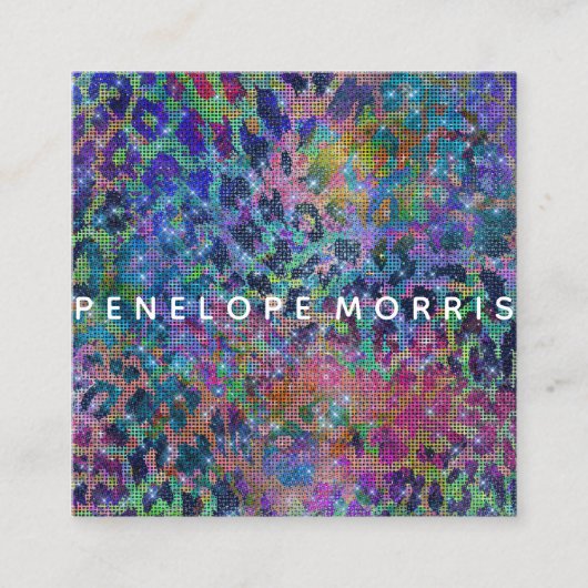 アニマルプリント抽象芸術グリッター美しいスタイリスト スクエア名刺 (正面)