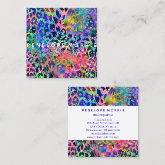 アニマルプリント抽象芸術美しいスタイリスト スクエア名刺 (正面/裏面)