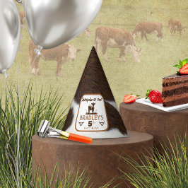 アニマルプリント牛のスタンピードブラウン誕生日 パーティーハット
