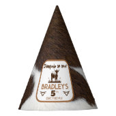 アニマルプリント牛のスタンピードブラウン誕生日 パーティーハット (正面)