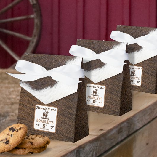 アニマルプリント牛のスタンピードブラウン誕生日 フェイバーボックス