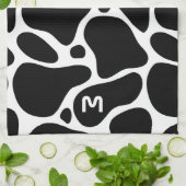 アニマルプリント白黒キリン模様 キッチンタオル (折り畳み)