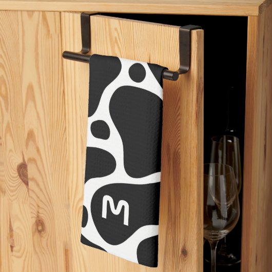 アニマルプリント白黒キリン模様 キッチンタオル (三つ折り)