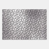 アニマルプリント白黒銀サファリ動物の毛皮 ラッピングペーパーシート (正面3)