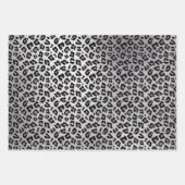 アニマルプリント白黒銀サファリ動物の毛皮 ラッピングペーパーシート (正面2)