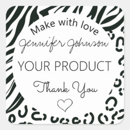 アニマルプリント白黒 スクエアシール