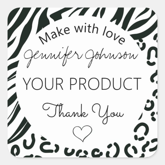 アニマルプリント白黒 スクエアシール (正面)