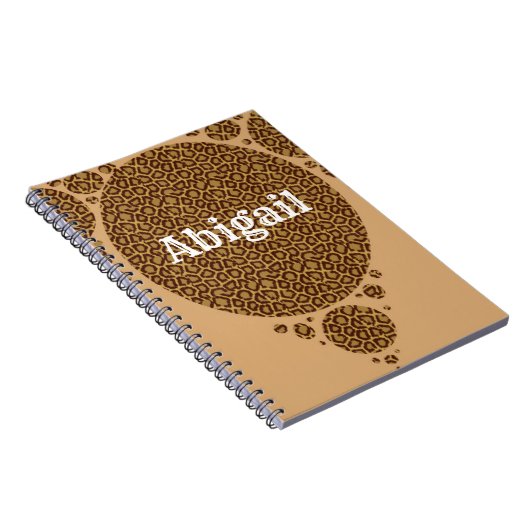 アニマルプリント茶色のアーストーンパターンワイルドキャット ノートブック (右側)