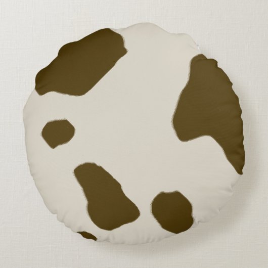アニマルプリント茶色の牛斑 ラウンドクッション (裏面)