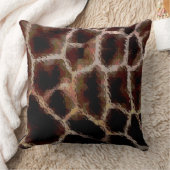 アニマルプリント茶 クッション (ブランケット)