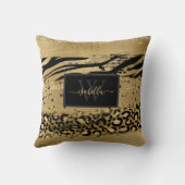 アニマルプリント金ゴールドブラック クッション (裏面)