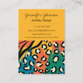 アニマルプリント黄カラフルジュエリー気にカード 名刺 (正面)