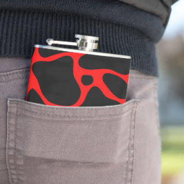 アニマルプリント黒と赤のキリン模様 フラスク