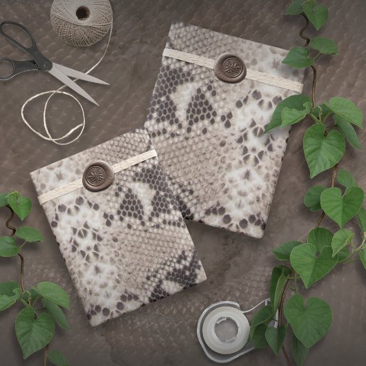 アニマルプリント スネーク タウペ ラッピングペーパー