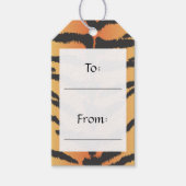アニマルプリント、トラは-黒いオレンジを縞で飾ります ギフトタグ (正面)