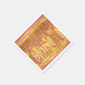 アニマルプリント、トラストライプガの金ゴールド、赤面、白 スタンダードカクテルナプキン (角)