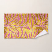 アニマルプリント、トラストライプガの金ゴールド、赤面、白 バスタオルセット (ハンドタオル)