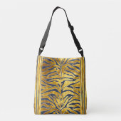 アニマルプリント、トラストライプガの金ゴールド、青、白 クロスボディバッグ (裏面)