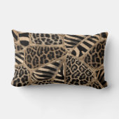 アニマルプリント – ヒョウとゼブラ – パステル金ゴールド ランバークッション (裏面)