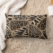 アニマルプリント – ヒョウとゼブラ – パステル金ゴールド ランバークッション (ブランケット)