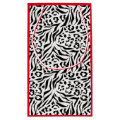 アニマルプリント，ヒョウ，タイガー，黒，白，肌， スモールペーパーバッグ (裏面)