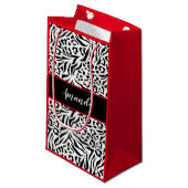 アニマルプリント，ヒョウ，タイガー，黒，白，肌， スモールペーパーバッグ (正面アングル)