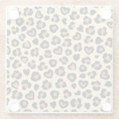 アニマルプリント，ヒョウ，チートスポット，ハート ガラスコースター (裏面)