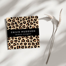 アニマルプリント，ヒョウ，チートスポット，ハート スクエア名刺