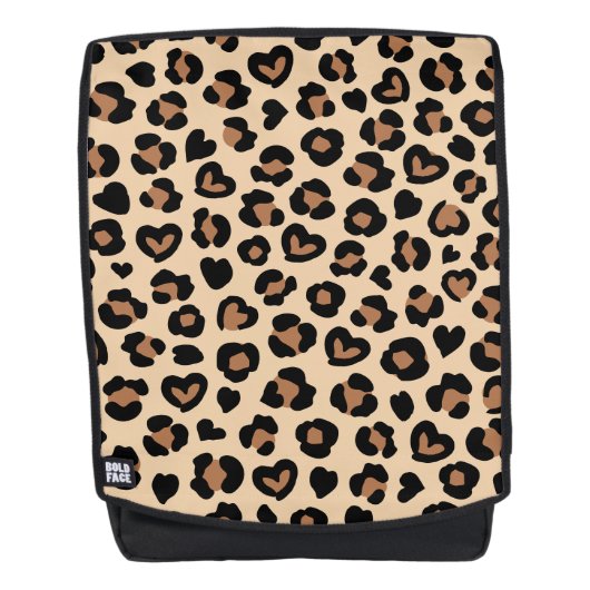 アニマルプリント,ヒョウ,チートスポット,ハート バックパック (正面)