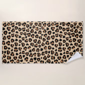 アニマルプリント，ヒョウ，チートスポット，ハート ビーチタオル (正面)