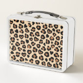 アニマルプリント，ヒョウ，チートスポット，ハート メタルランチボックス (正面)